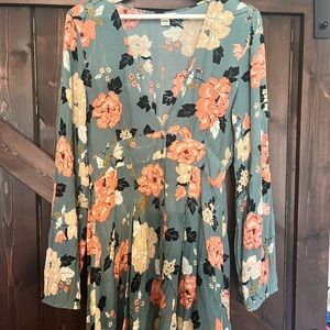 Billabong Floral Long Sleeve Dress